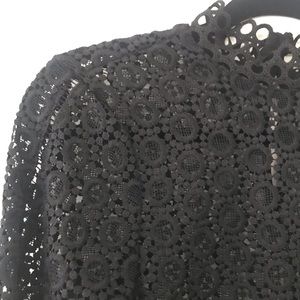 H&M Black Crochet Long Sleeve High Neck Top
